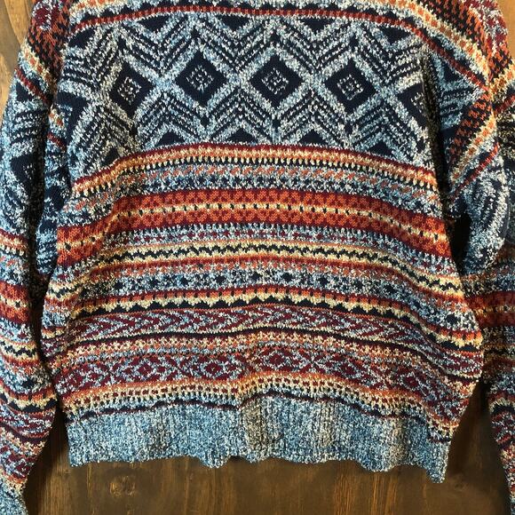 Vintage Le Moda Womens Sweater Multi Aztec Crew Neck Wool Blend Knit Stretch M - Picture 3 of 12